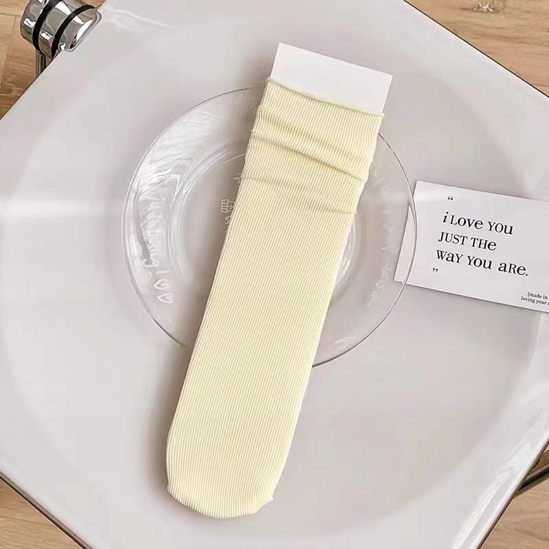 Women's Summer Ice Tube Socks – Thin Black & White Pile Stockings