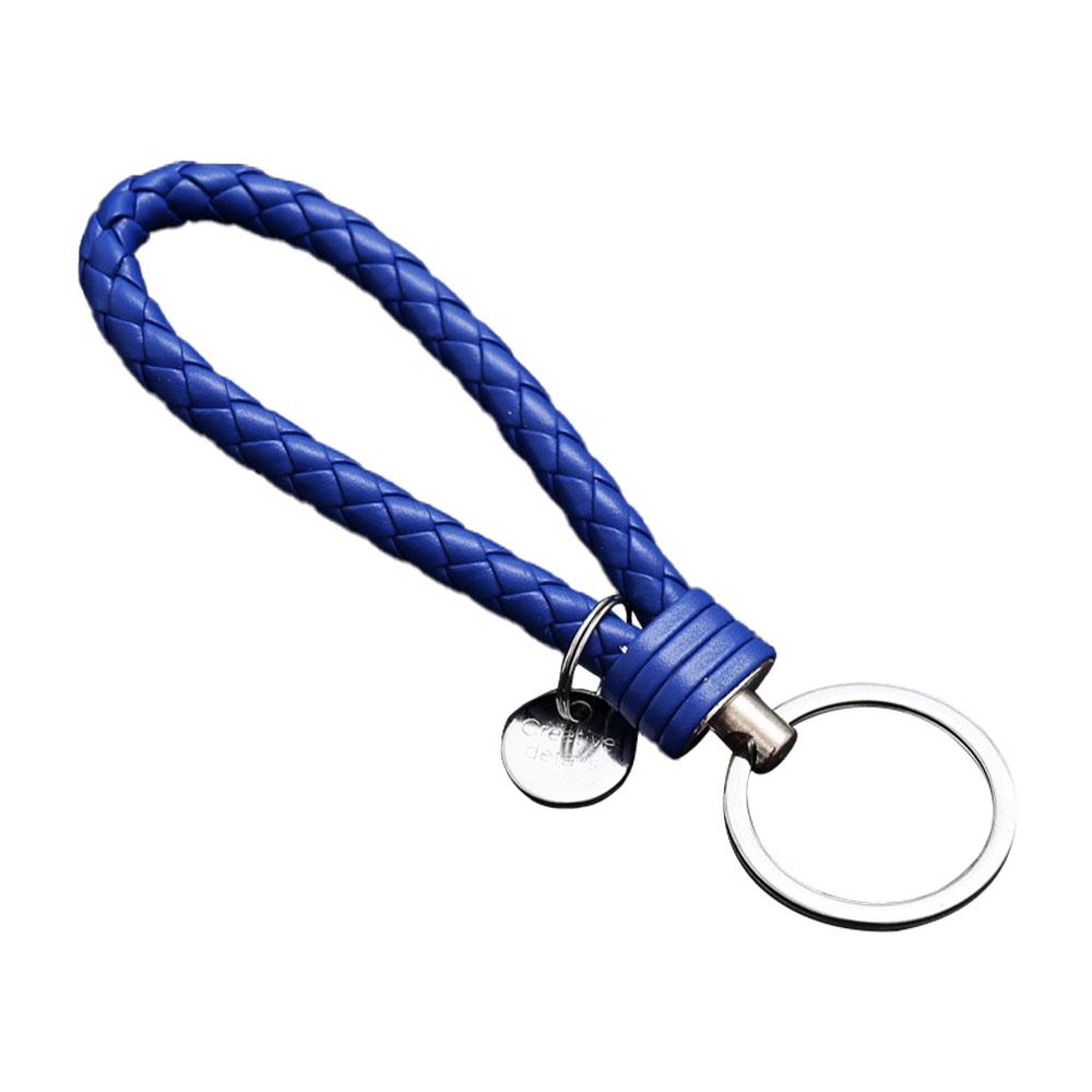 Leather Braided Woven Rope Keychain Diy Bag Pendant Key Car Holder Keyring
