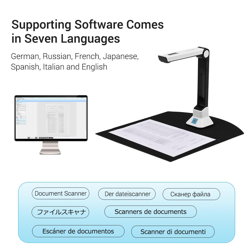 BK50 Portable 10  -  High Definition Scanner   Size   Document Camera for Card Passport File Documents Recognition Support 7 Languages G