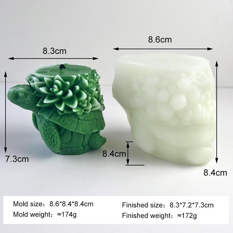 3D Tortoise Succulent Cactus Silicone Candle Mold Handmade Gift Crafts Plaster Resin Mold DIY Turtle Handmade Soap Candle Making
