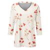 Women's Tops Three-quarter Sleeve Shirt V-neck Loose Casual Shirt Floral Printed T-shirt
