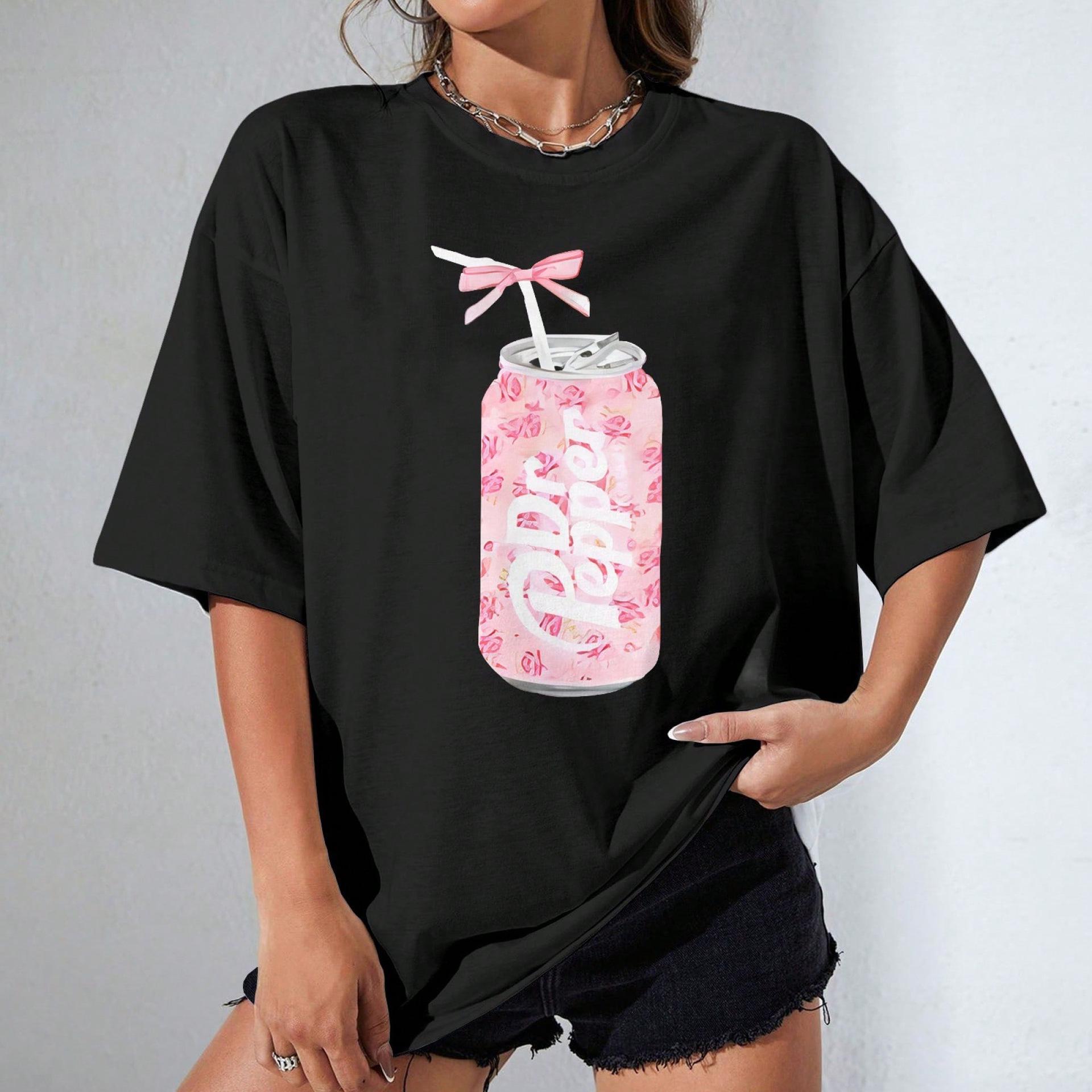 

Dr Pepper Graphic T-shirt: Women s Loose Fit Short Sleeve Casual Top Medium чёрный