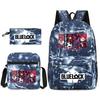 Large Capacity Schoolbag with Shoulder Strap; Student Three-piece Pencil Case Set
