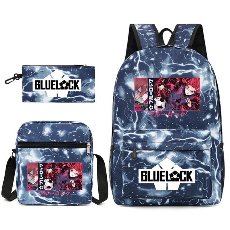 Large Capacity Schoolbag with Shoulder Strap; Student Three-piece Pencil Case Set