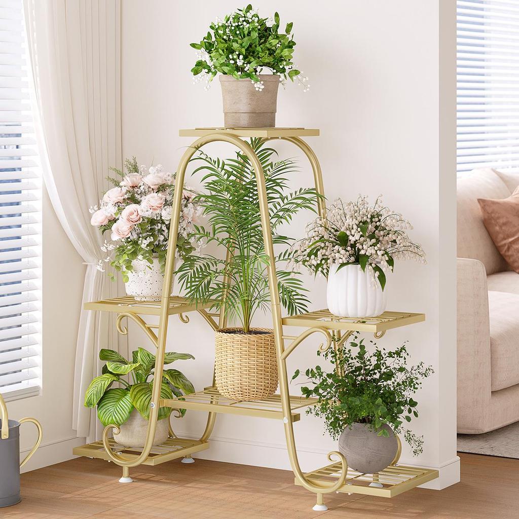 Multi-Layer Floor-Standing Iron Art Flower Shelf for Living Room and Balcony