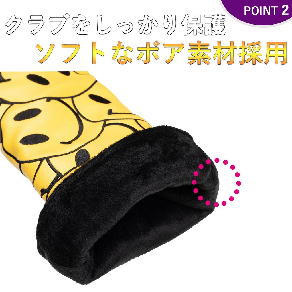 Head Cover Utility Driver Wood Set Golf Head Cover UT Cover Single 4 Piece Set Waterproof New Smile 4 Piece (Yellow Set)