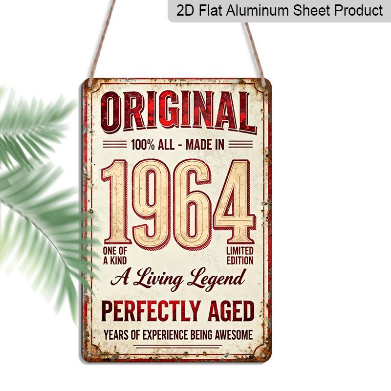 

2D Flat Vintage Metal Aluminum Decorative Sign (8 X 12 ), Made in 1964, Perfectly Aged Living Legend Retro Wall Art, Home Decor for Bar, Living 20*30cm