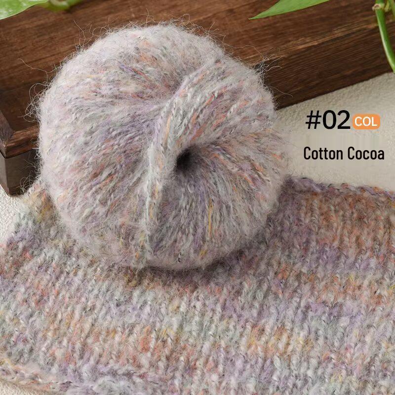Hand-Knitted Colorful Mohair Scarf, Sweater, Hat – Seven-Color Fine Spinning Yarn