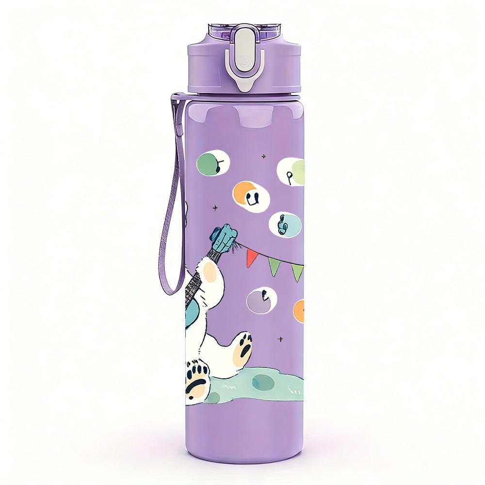 1PC Snowman Bird Winter Cute Print 750ml Color Plastic Sports Water Bottle Leakproof Flip Straw Lid Suitable for Sports Office Home Use