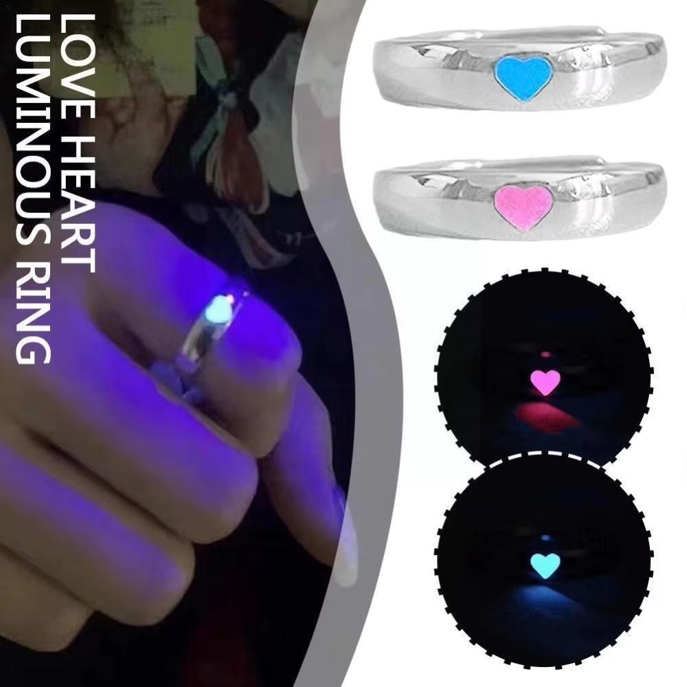 Punk Style Glow In Dark Ring Blue Pink Color Adjustable Ring New Luminous Ring for Jewelry Gifts