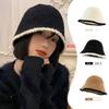 Hat Black Knitted Plush Bucket Hat Women's Autumn and Winter Big Head Circumference Bucket Hat Versatile and Small Face