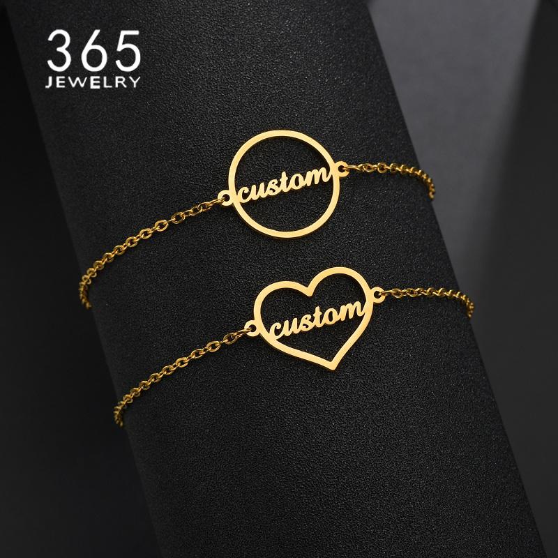 

Новый индивидуальный регулируемый браслет из нержавеющей стали с именем, круглый браслет в форме сердца для женщин и девочек, Прямая доставка, вечерние