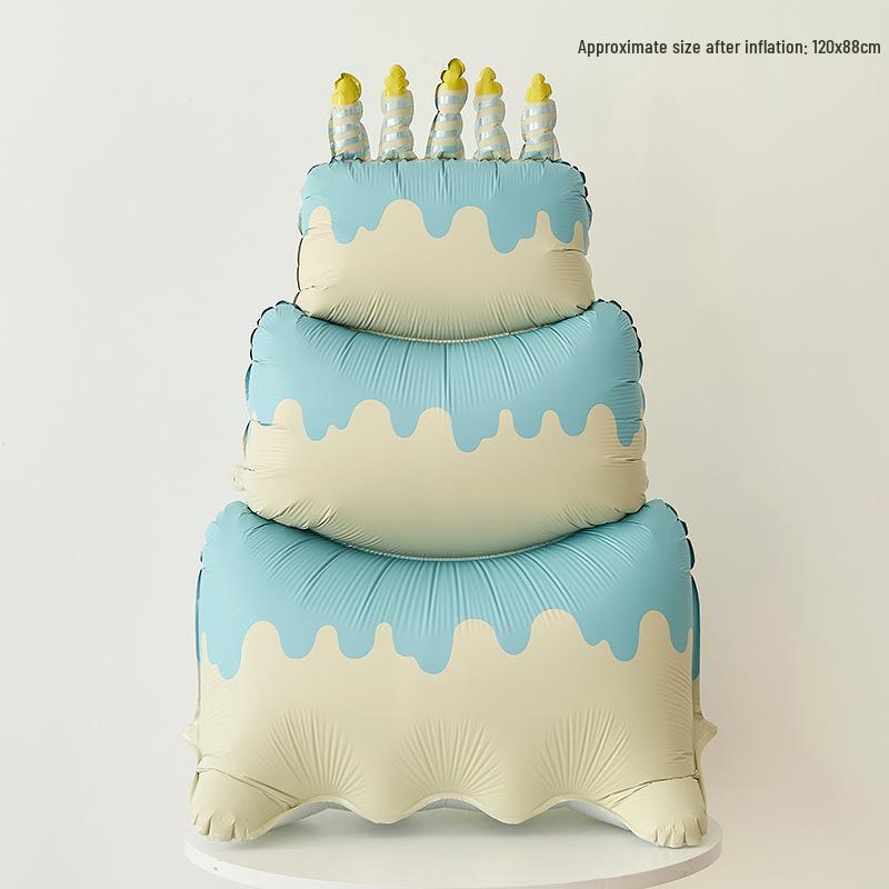 3D Cartoon Birthday Cake Balloon - Foil Decoration for Kids' Parties