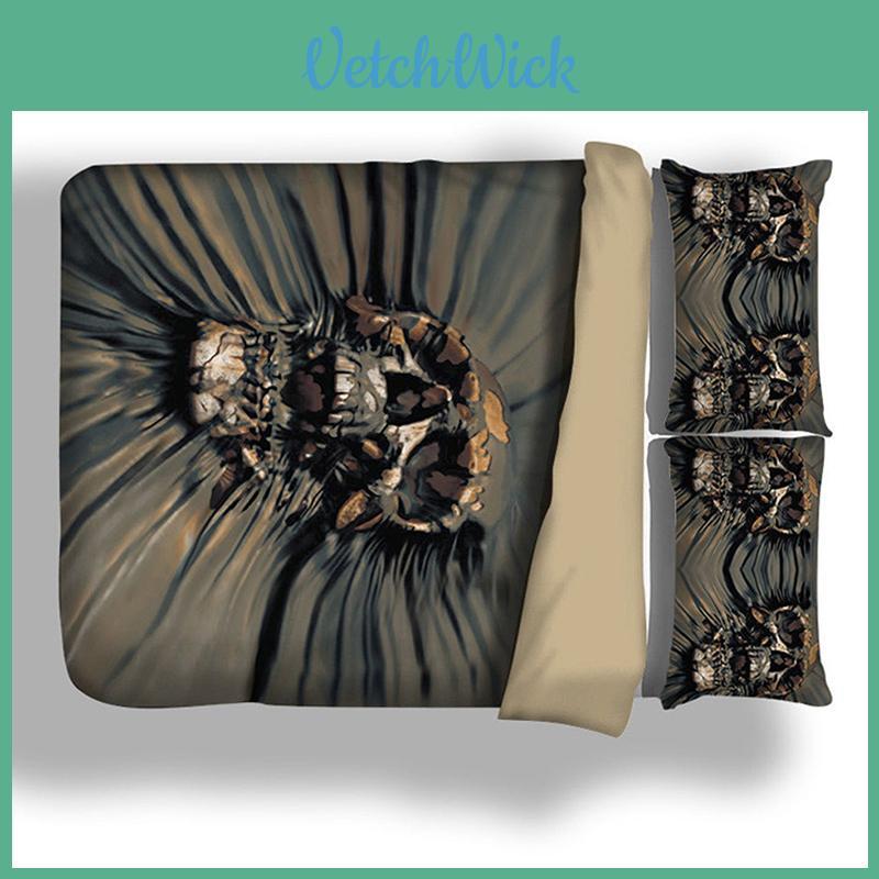 Elegant Skull 3d Duvet Quilt Cover With Pillow Case Reversible Bedding Set For Artistic Appeal