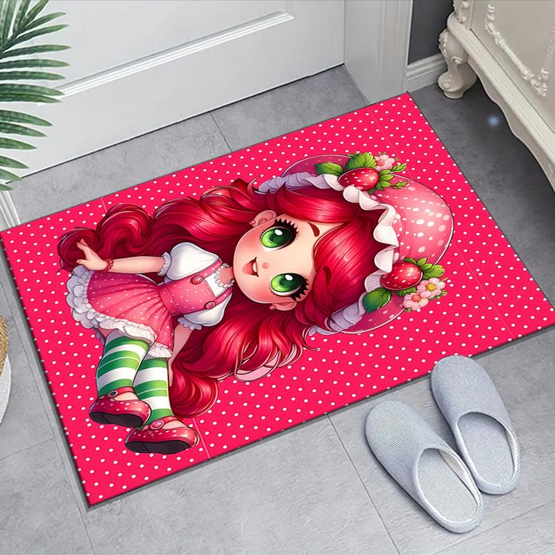 1pc Strawberry Princess6 Design Area Rug - Non-Slip, Soft & Cozy Floor Mat for Living Room, Bedroom, Office - Indoor/Outdoor Decorative Carpet