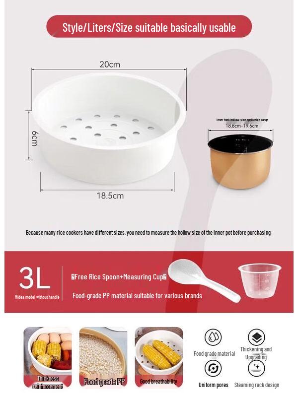 ZISIZ Stainless Steel Steamer Basket for Midea Rice Cooker
