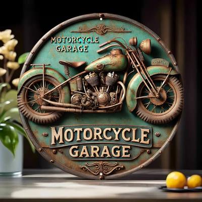Vintage Round Aluminum Sign - Retro Metal Tin Sign - Motorcycle Rustic Metal Wall Art - For Home,Room Decor  Gift for Motorcycle