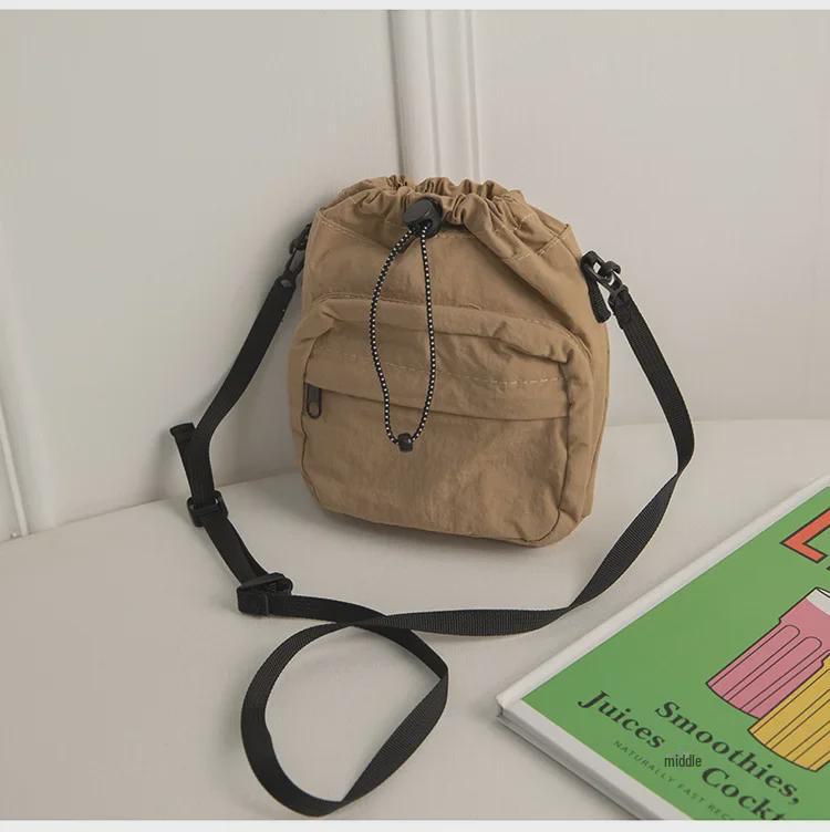 Bolsa Mensageiro de Nylon com Cordão Estilo Coreano 2023 - Bolsa de Ombro de Verão Leve e Versátil para Mulheres