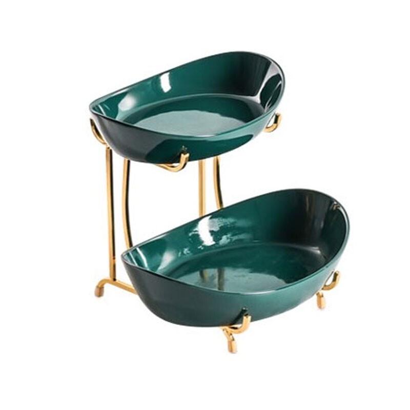 Homeglen Nordic Light Luxury Double-Layer Ceramic Fruit Plate