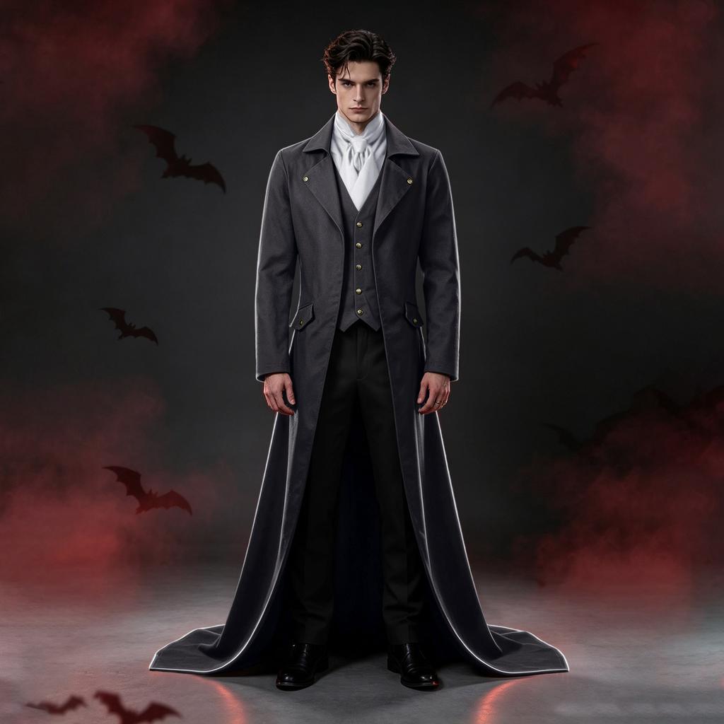 Men's Gothic Steampunk Tailcoat Jacket Black Halloween Costume
