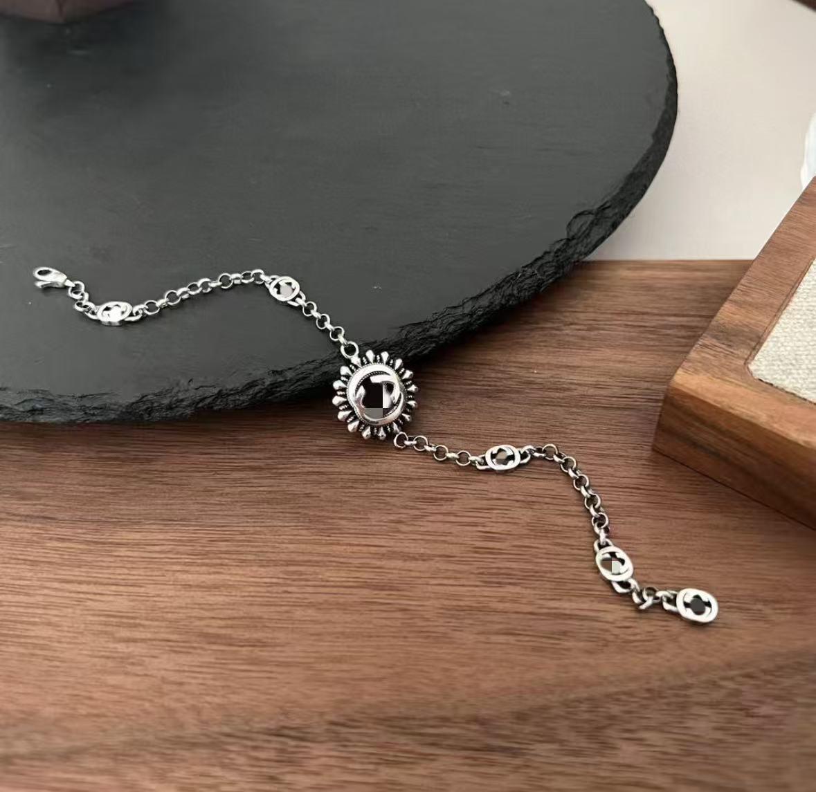 

925 Silver Sunflower Bracelet: Versatile and Fashionable Unisex Gift 19 cm