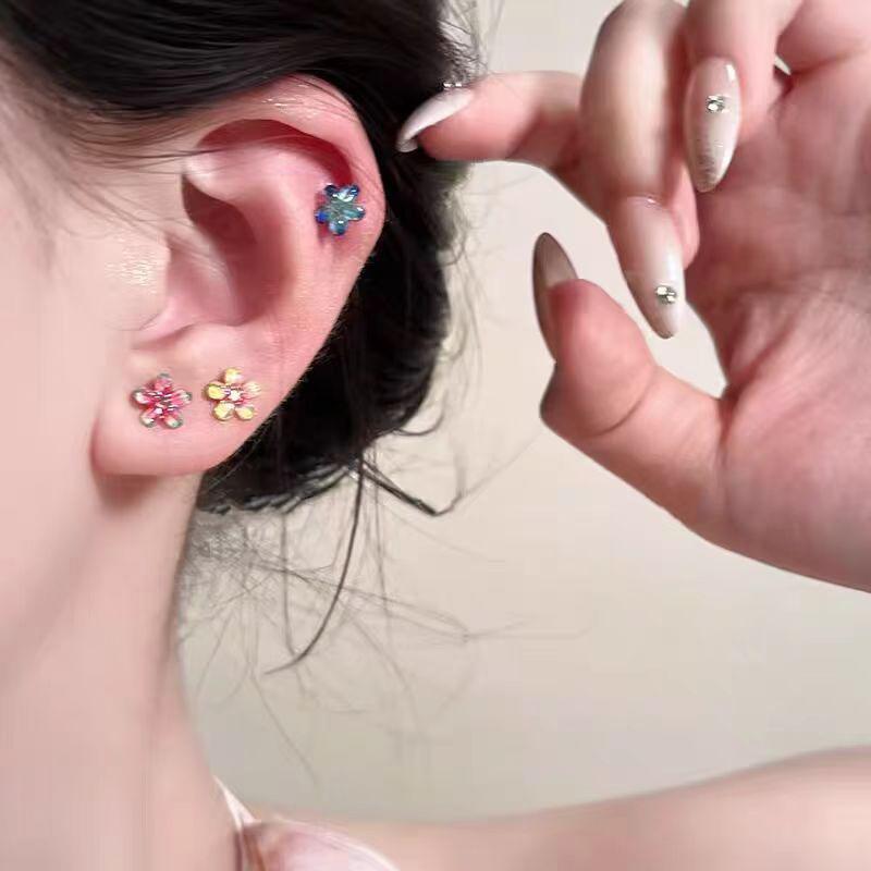

5 шт. Милые серьги-пусеты с радужными цветами Весенние и летние красочные серьги для женщин Вечеринка Милые элегантные украшения Подарок