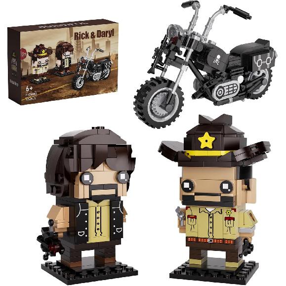 Horror Tv Series Building Set Rick Figures, Halloween Daryl Toys Compatible with Lego, Creative Kits for Kids 6+ Tv Fans Horror Comics Fans Friends,