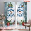 2pcs,2D Plane Printing Curtains Roller Blinds Cute Snowmen Christmas Scene (3) Polyester (without Rod) Festive Use for Living