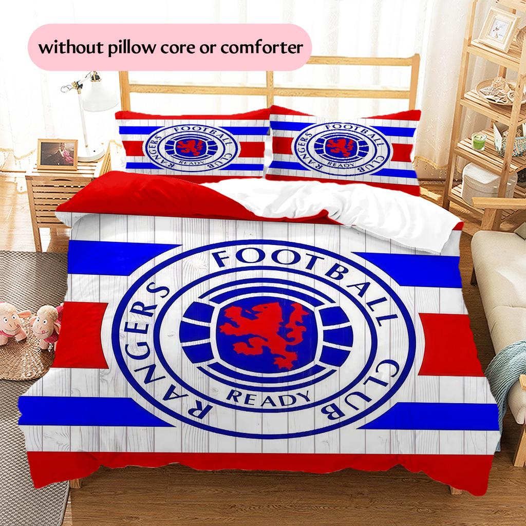 Rangers FC2 Pattern Bedding Quilt Set Home Decoration Gift (1 * duvet cover + 2 * pillowcase without core)