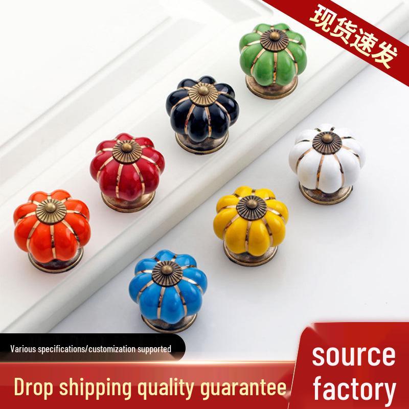 

«Красочная керамическая ручка в виде тыквы, мультяшная, для детского шкафа и ящика» White - Yellow Base