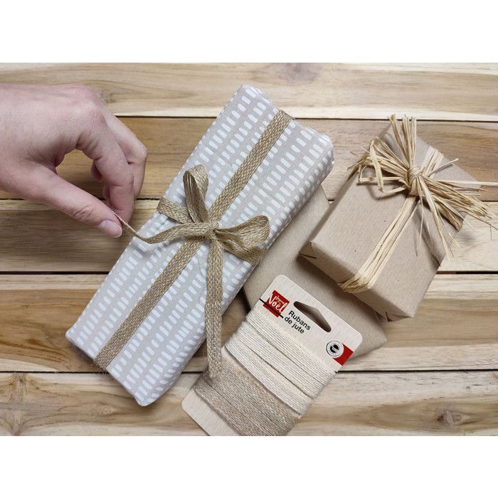 MégaCréa DIY - Beige and Natural Jute Ribbon 1 Cm 2 Pieces