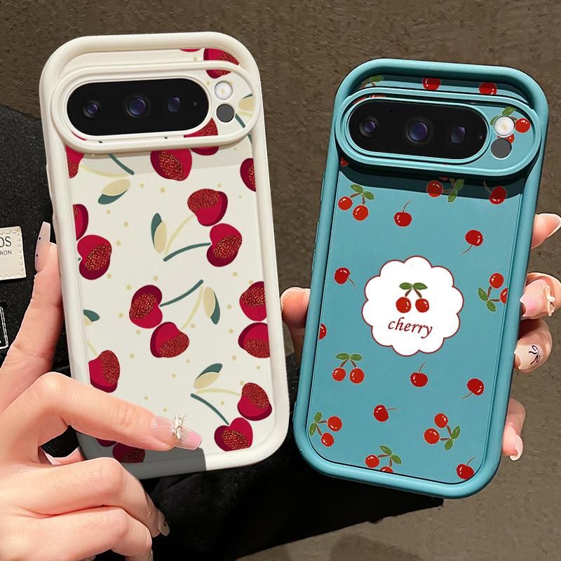 Cute Large Cherry Soft TPU Phone Protector Case For Google Pixel 8 Pro 8A 9 Pro XL Shockproof Silicone Cover For Pixel 9 8 Pro