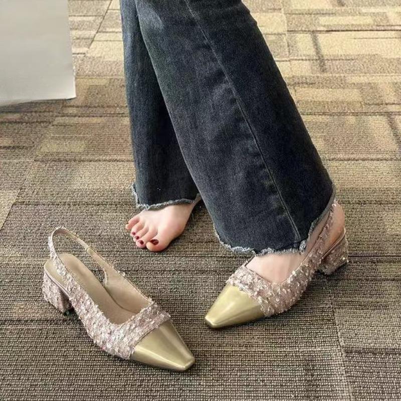 Fashion Summer New Fairy Style Luxury Sequin Decoration Designer Women Sandals 2025 Fashion Dress Party Women Heeled Shoes 35-42