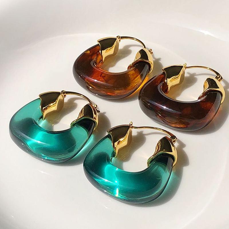 Japan Korea Transparente Kristall Acryl Kreis Creolen für Damen Klare Harz Huggie Piercing Ohrverschluss Party Schmuck Geschenk