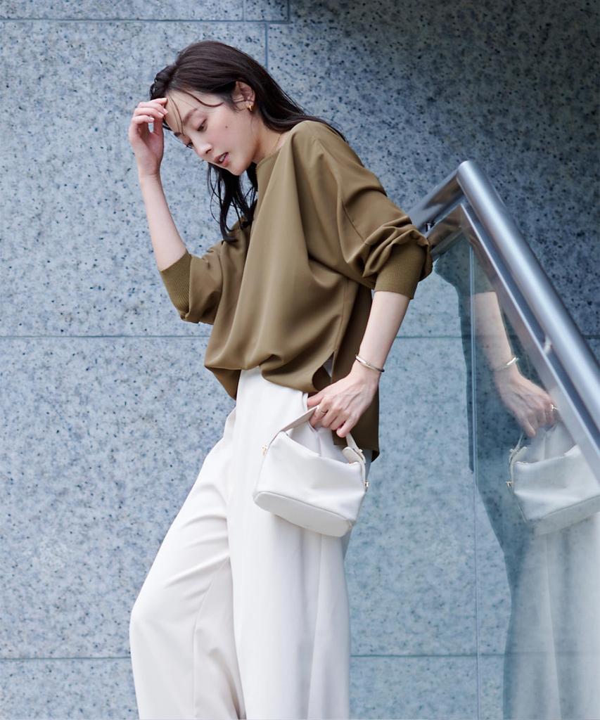 Yours Boat Neck Dolman Sleeve Pullover BDXU1550 Women's L Olive