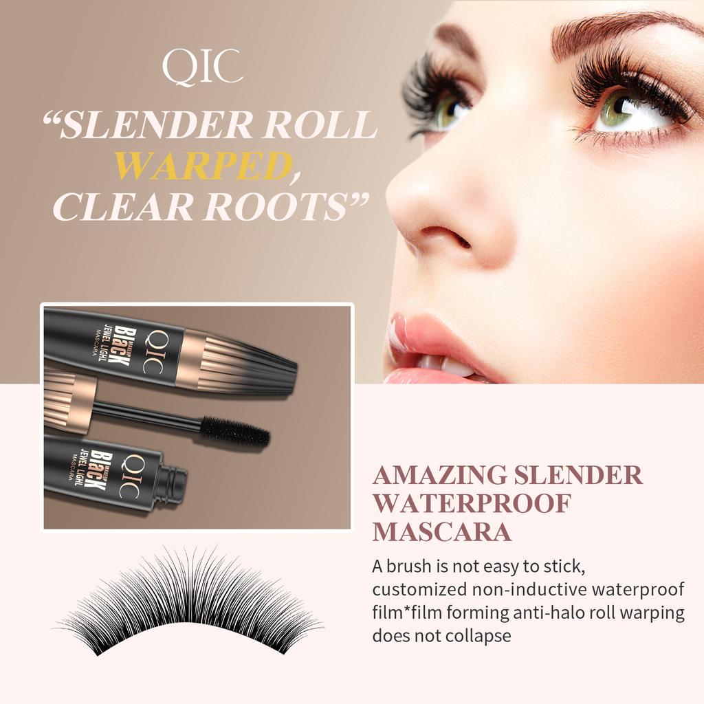 QIC Černá voděodolná řasenka 4D Silk Fiber - 500% objem, skutečná délka, bez nutnosti prodlužování
