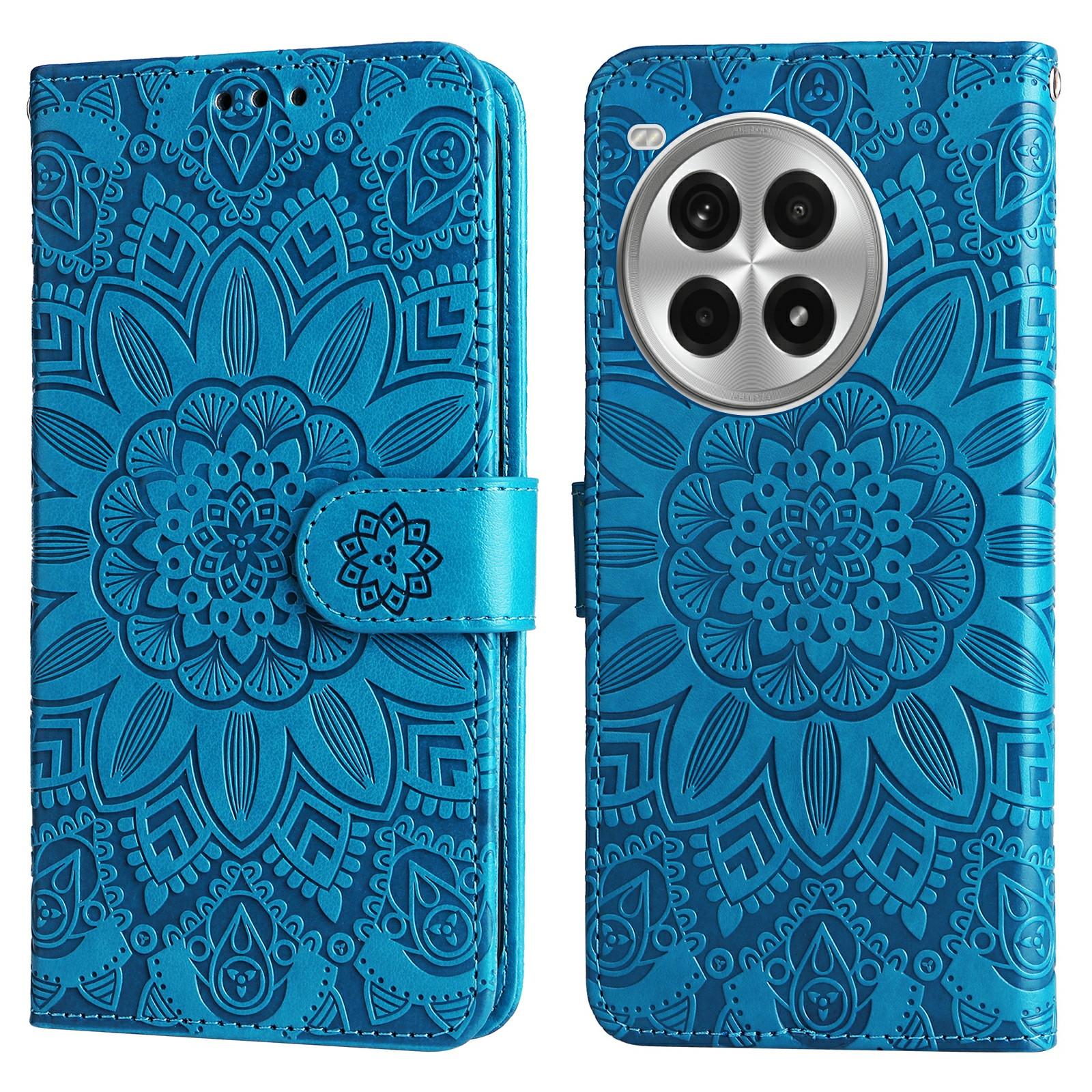 

Чехол для OnePlus Ace 3 Pro 5G, откидная крышка из ПУ кожи с узором подсолнуха Blue