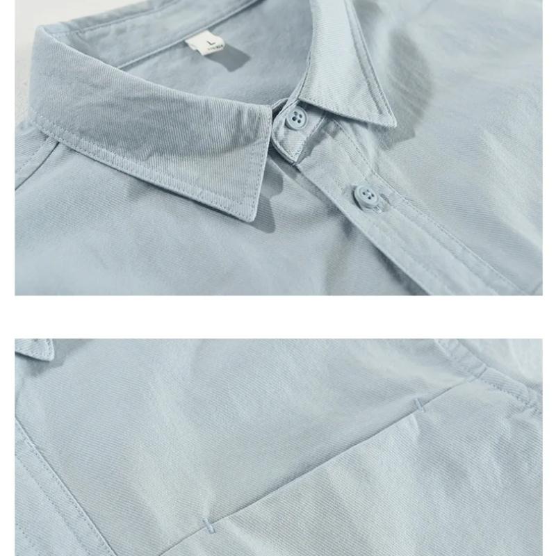 Summer Men Short Sleeve Shirts Daily Casual Loose Shirt Lapel Pure Cotton Button Up Shirt Simple Style Versatile Men's Tops