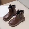 2025 Girls' Ankle Martin Boots: Autumn/Winter Fashionable, Versatile Leather & Cotton Boots for Kids