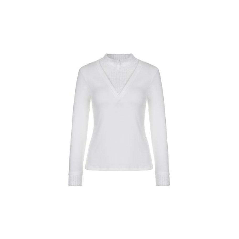 Two Way Fur Color Block KniT T shirT whiTe