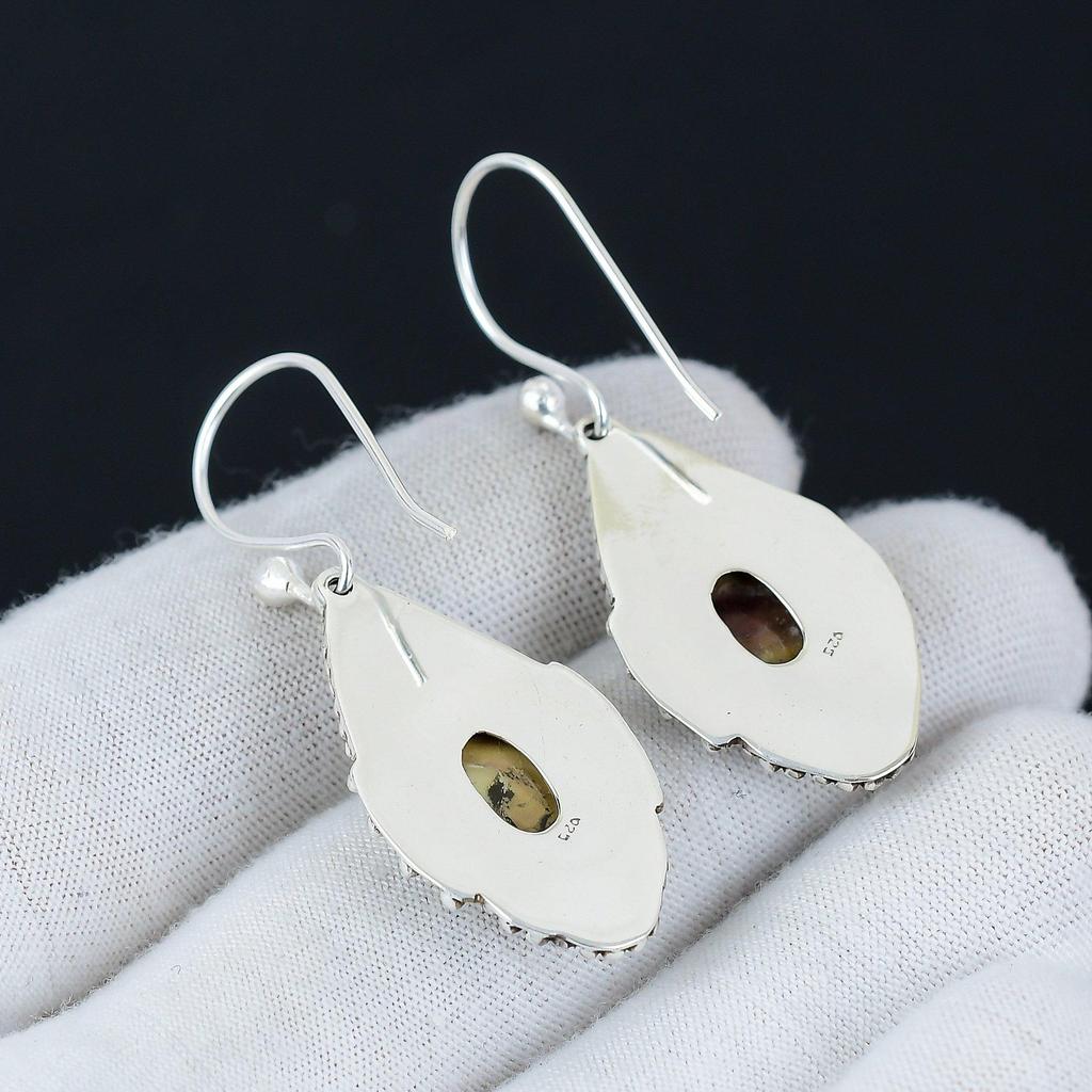 Natural Mother Of Pearl Gemstone Earrings, 925 Sterling Silver Earring, Handmade Boho Silver Jewelry Dangle Earrings, Thanksgiving Gifts