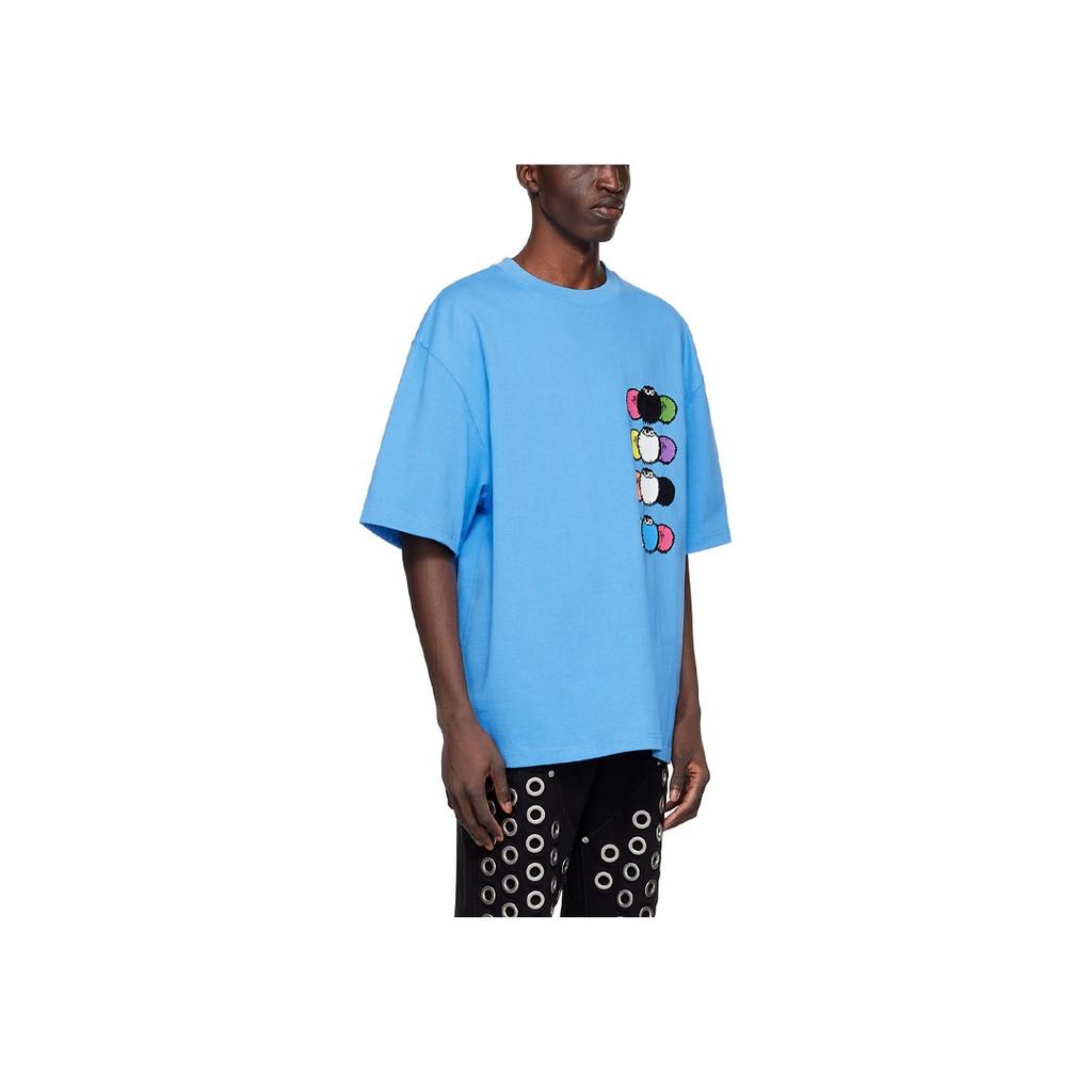 WE11DONE Cartoon Print Loose Fit Round Neck Short Sleeve Drop Shoulder T-Shirt Women T-Shirts WD-TT1-22-650-U-BL