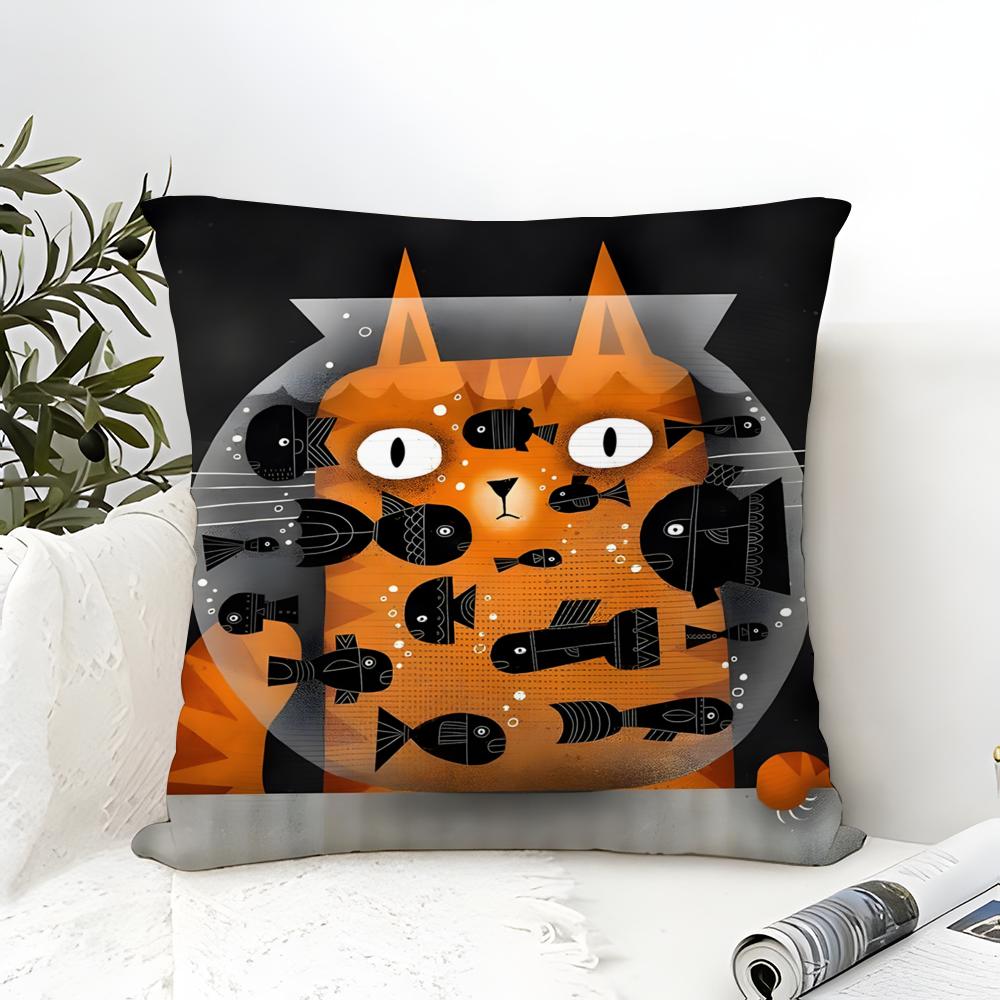 Funny Quirky Musical Instrument Patterns Pillow Case Cotton Linen Fabric Square Zipper Pillowcase Home Decorative Living Room