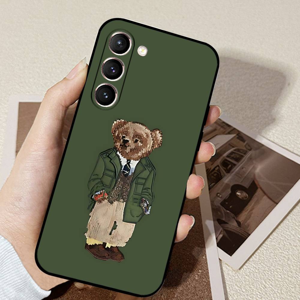 D-CartoonS Bear R-PoloS Phone Case Black Ultra-thin Shockproof Case For Samsung S24/S25/S22/S30/Note20/Lite/Ultra/5G/Plus/FE