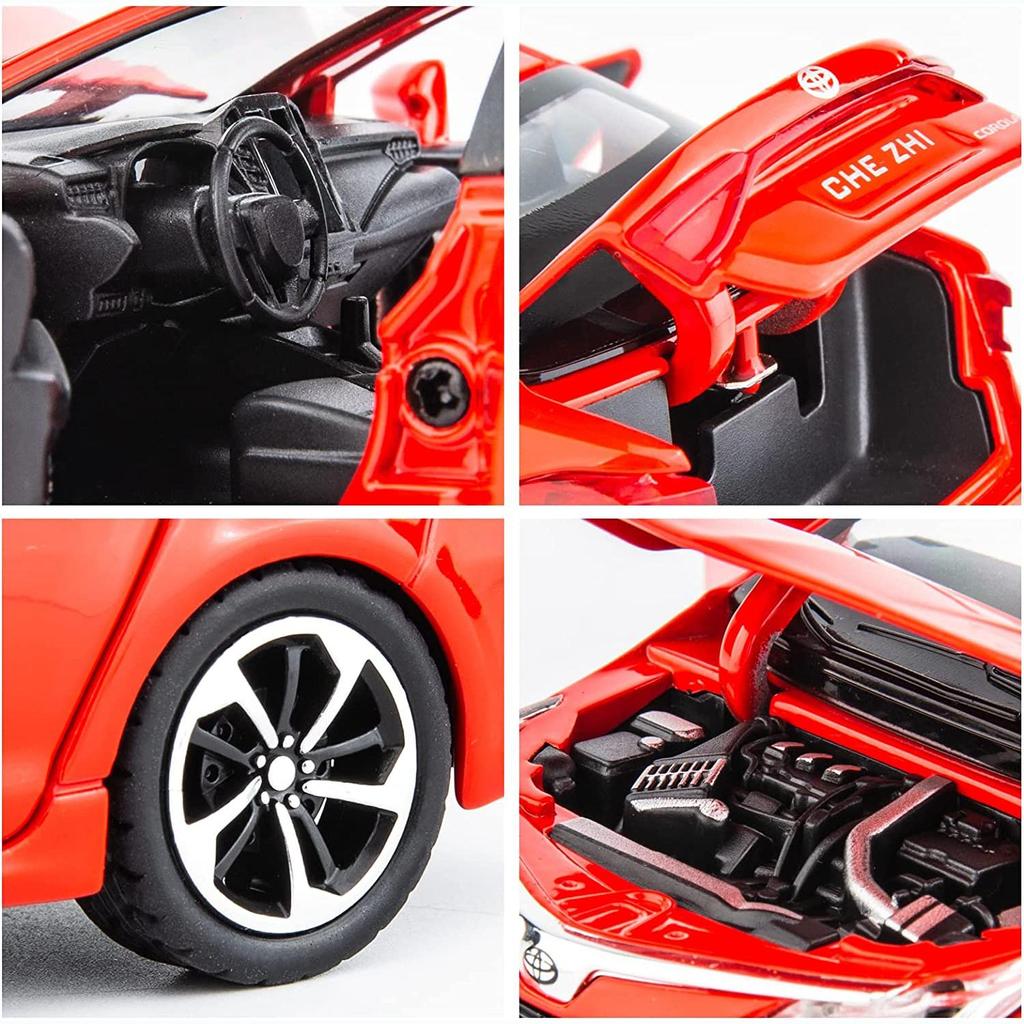 1:Toyota Corolla modellbil i 32 skala, tillbakadragbar leksaksbil i zinklegering med ljud och ljus för barn, pojkeflicka