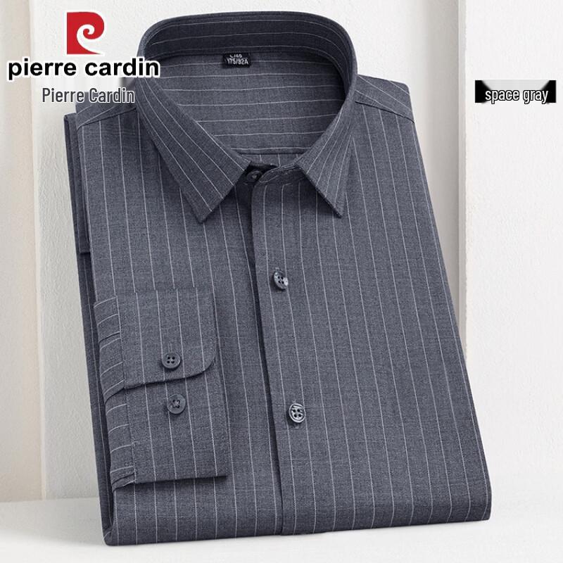 Pierre Cardin Men's Wool-Blend Striped Business Casual Shirt