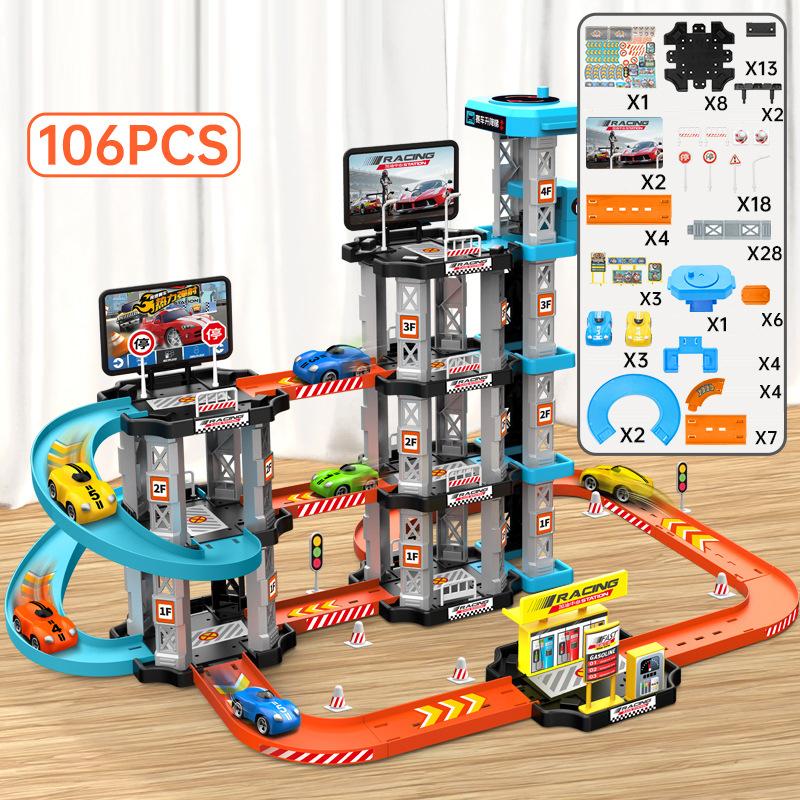 Racing Rail Car Toys Children Garage Catapult Sports Track Game Toys Kids Building Parking Baby Lot Gas Station DIY Winding Road