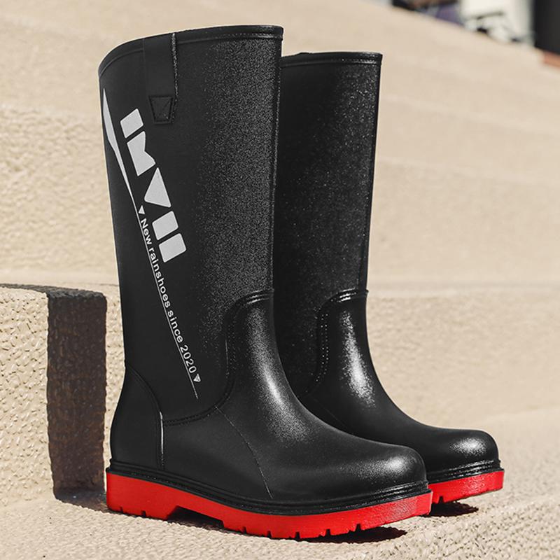 New Men's Long Tube Rain Boots Non-slip Waterproof Safety Work Shoes Fishing Shoes Platform Knee-high Rain Boots Galoshes 39-44