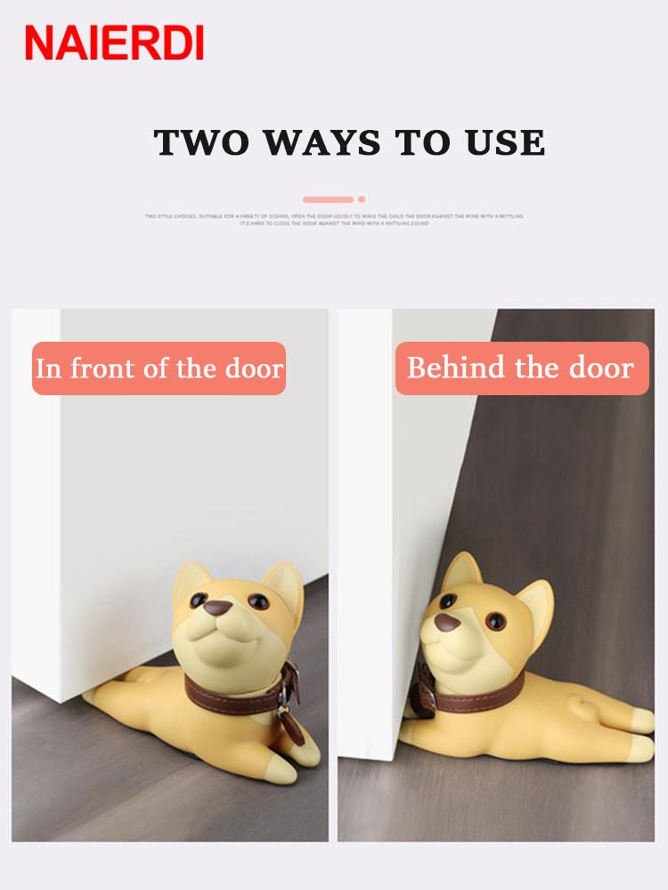 NAIERDI PVC Silicone Door Stopper Creative Cartoon Door Stops Non-punch Sticker Door Holder Furniture Cute Child Door Hardware