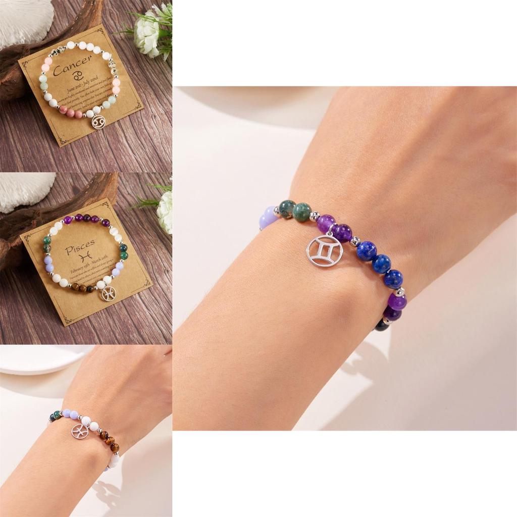 Twelve Constellation Beaded Bracelet With Natural Stones For Women Gift Ideas